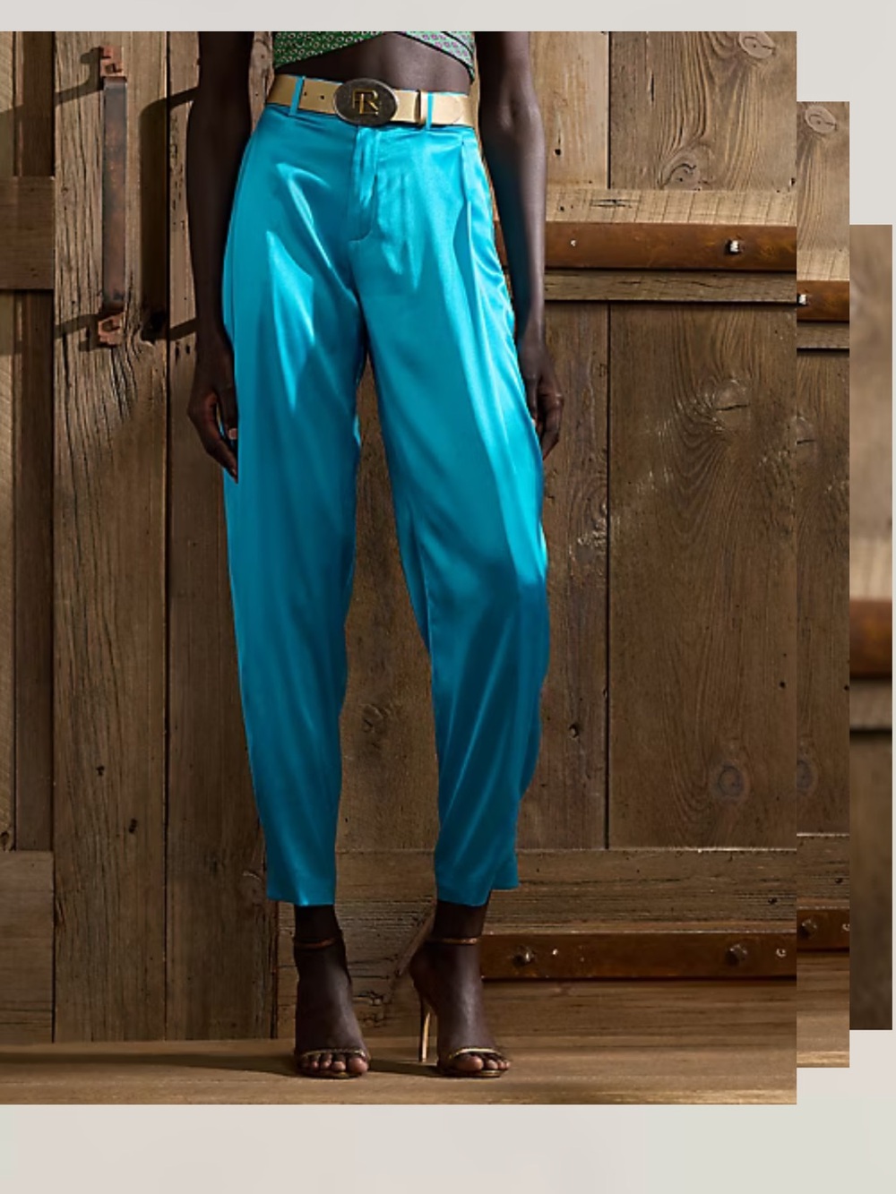 Ralph Lauren Purple Label Collection Cassidy Stretch Charmeuse Pants teal size 2